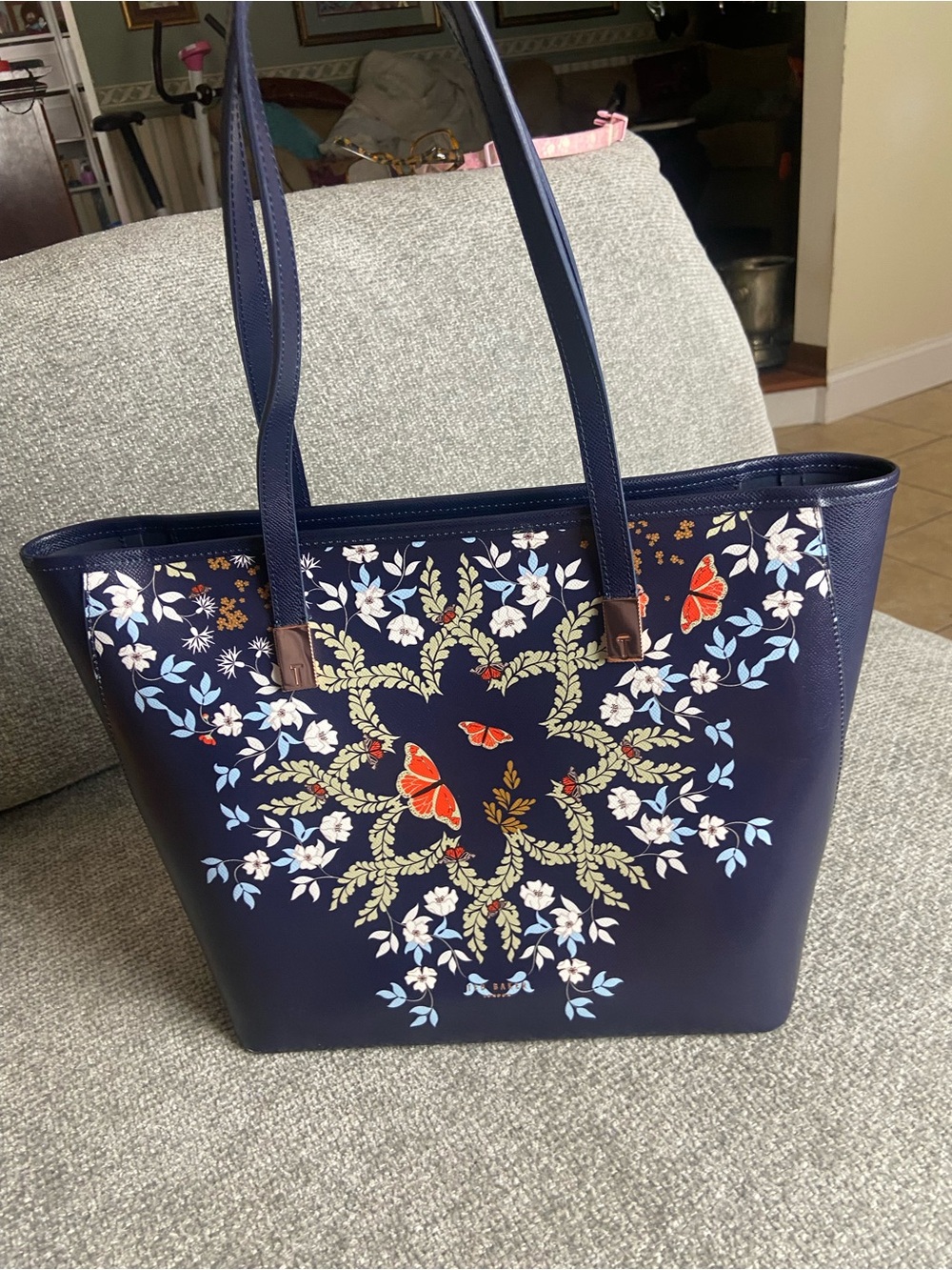 Ted Baker London Navy Floral & Butterfly Tote - Picture 11 of 12